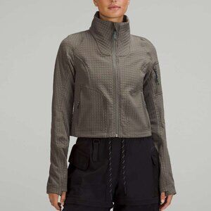 Lululemon Women's Carob Brown Water-Repellent Grid Fleece Hiking Jacket Size 4